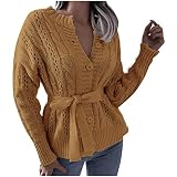 Damen Herbst Casual V-Ausschnitt Bandage Solide Langarm Knopf Strickpullover Weihnachten Pullover Damen Weihnachtspullover Familie Set Rentiermuster C