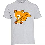 T-Shirt EICHHÖRNCHEN- Tier- WÜTEND- ORANGE- Cartoon- Zeichnung in Grau für Herren- Damen- Kinder- 104-5XL