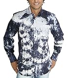 Comycom Batik Langarmhemd 70er Hippie Look blau M