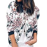 Luotuo Langarm Mantel Damen Blumendruck Bomberjacke Blazer Retro Mode Rundhalsausschnitt Reißverschluss Freizeitmantel Herbst Winter Wild Casual Jacken Outw