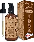 ARGANÖL BIO KALTGEPRESST | 100% Rein | Für Haare Haut & Nägel | Pipette+Pumper | Original aus Marokko | 100ml im lichtgeschützten Braunglas | Natürliche Feuchtigkeitspflege von Soena N