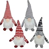 4 Stück Wichtel Figuren 15 cm · Wichtel mit Bart · Weihnachtswichtel aus Filz · Wichtel mit Wintermütze · Deko Wichtel · Dekoration Zwerg · Weihnachtsdekoration W