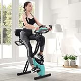 Itopfoxeu X-Bike, magnetische faltbares Fitnessfahrrad, Heimtrainer für Cardio Workout Indoor Cycling mit Traningscomputur und Expanderbänder,b
