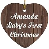 Amanda Babys First Christmas - Heart Ornament D Holz Ornament Dekoration Weihnachtsbaumschmuck - Geschenk zum Geburtstag Jahrestag Weihnachten Valentinstag