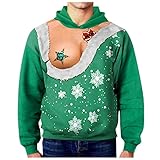 Asija Weihnachtspullover Herren Weihnachten Pullover Lustig Ugly Christmas Outwear Hoody Casual Tops Kapuzenpullover fur Männer mit Kapuze Oversize Sweatshirt Weihnachtspulli Sweatjack