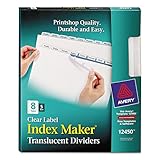 Avery 12450 Register für Etiketten, Kunststoff, 8 Taben, 3HP gelocht, transp