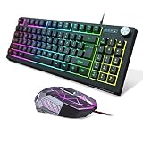 MageGee GT698 Gaming Tastatur und Maus Combo, TKL 89 Tasten Gaming Tastatur RGB LED Rainbow Backlit Anti-Ghosting USB Wired Keyboard Gaming Mouse 3200 DPI für PC Laptop Desktop Gaming und Arb