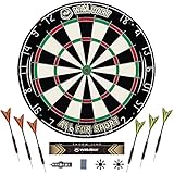 Dartscheibe Kork Dartscheibe mit Pfeilen Offizielles dartscheibe steeldart,6 Dartpfeile Metallspitze, Turniermaß Dart Scheibe Dartboard Steeldartscheibe S