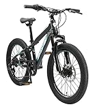 BIKESTAR Kinder Fahrrad Mountainbike 7 Gang Shimano, Scheibenbremse ab 6 Jahre | 20 Zoll Kinderrad MTB | Schw