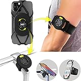 Bone Run + Bike-Tie-Connect Kit, 360° Drehbarer 2 IN 1 Abnembarer Handyhalterung zum Joggen Radfahren, Universales Sportarmband Fahrradhalterung für Smartphone 4,7-7,2 Zoll, Fahrradcomp