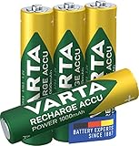 VARTA Rechargeable Accu Ready2Use vorgeladener AAA Micro Ni-Mh Akku (4er Pack, 1000 mAh), wiederaufladbar ohne Memory-Effekt - sofort einsatzb