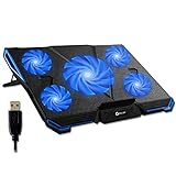 KLIM Cyclone - Laptop Kühler + Ständer + Maximale Kühlung + Verhindere Überhitzung + Schütze Dein Laptop + 5 Lüfter 2200 & 1200 RPM + Cooling Pad für Computer PS4 Xbox One + Blau Neue 2022 V