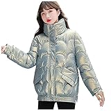 Moolooly Damen Stehkragen locker wattierte Daunenjacke daunenwattierte Jacke Damenmode Herbst und Winter Stehkragen lose verdickte Baumwolljacke Daunenjacke aus Baumw