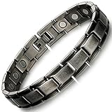 RainSo Herren-Magnettherapie Armband Aus Schwarzem Titan-Titan-Stahl, Kann Arthritis-Schmerzen Lindern, magnetarmband herren gesundheit, exquisite Geschenkverpackung