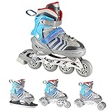 4in1 Inlineskates Schlittschuhe Rollschuhe Triskates Nils Extreme Smart Grau/Blau ABEC7 Gr. 39-43 verstellb