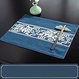 LIUJIU Vlies Tischband Tischläufer Flower Vlies Hochzeit Kommunion,Blau,Tischläufer 33x180