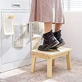 HOUCHICS Holz-Tritthocker für Kinder, wasserabweisend, für Haushalt, Kleinkind, quadratischer Fußhocker für Innenbereich, Küche, Badezimmer, mit rutschfesten Pads (natürlich)