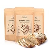 SlimBack - LOWER CARB LANDBROT - Natur - 3 x 245 g - Brot Backmischung ohne Getreide - nur 4 g Kohlenhydrate | Extra gut Bekömmlich | Eiweissbrot ohne Gluten | Keto - Hergestellt in D