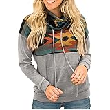 RWXXDSN Damenmode Casual Herbst Und Winter Druck NäHte Einfarbig Sport Stehkragen Kapuzenpullover Top Langarm D