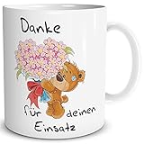 TRIOSK Tasse Danke lustig mit Spruch Bären Einsatz Dankeschön für Alles Geschenk Dankessprüche Frauen Freundin Männer Kollegen Chef Erzieher Weiß