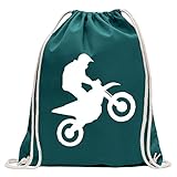 Kiwistar - Motocross Motorrad Bike Turnbeutel Fun Rucksack Sport Beutel Gymsack Baumwolle mit Ziehg