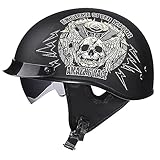 Unisex Motorcycle Helmet, Retro Motorcycle Half Helmet, Jet Helmet, Scooter Helmet, Moped Helmet, for Cruiser Chopper Biker Moped DOT/ECE Approval for All S