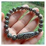 Natürliche tibetische Dzi agates Armband Ruyi Spinne Drachenaugen Grau Green Agat Charme Dzi Perlen Strang Armband Energie Reiki Heilung Spirituosen Geld Zeichnung Reichtum Vermög