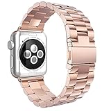PINHEN Armband Kompatibel mit Apple Watch Armband 41mm 40mm 38mm - Rostfreier Edelstahl Uhrenarmband Ersatz Armbänder Kompatibel für 38mm 40mm Series 7/6/SE/5/4/3/2/1 (41/40/38mm, Rose Gold)