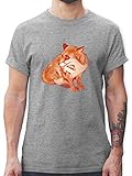 Eulen, Füchse & Co. - Fuchs Süss Zeichnung - L - Grau meliert - t-Shirt Herren Zeichnung - L190 - Tshirt Herren und Männer T-S