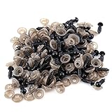 Sicherheitsaugen 6mm 8mm 9mm 10mm 12mm Optional, Amigurumi Augen Für Häkeltiere, 100 Stück Puppenaugen Teddyaugen mit Unterlegscheiben, Safety Eyes für Puppe, Plüschtier und Teddybär, Schwarz(9mm)