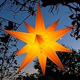 Außenstern 55-60 cm Adventsstern Weihnachtsstern LED auswechselbar, Kabel 7m, geschlossen, wetterfest, Balthasar(gelb)
