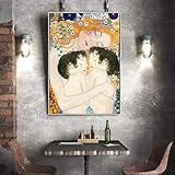 Gustav Klimt Mutter Liebe Zwillinge Baby Leinwand Malerei Poster und Drucke Wandkunst Bild für Wohnzimmer Dekor Kunstwerk 50x75cm I