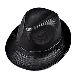 G&F Leder Jazzmütze Fedora Jahrgang Herren Schaffell Retro Gentleman Hut Schwarz (Color : Black-B, Size : 56cm/22.0in)