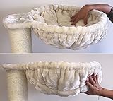 RHRQuality Liegemulde de Luxe Creme Beige 12Ø für Kratzbaum 45 cmØ ist getested auf Tragkraft bis 20KG. Neu 2018 model. Kombination zwischen Kissen und Hängematte. Sehr kuscheliger Liegeplatz. E