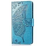 Suhctup Flip Hülle Kompatibel für Samsung Galaxy S7 Edge Portemonnaie Flip Cover Schutzhülle mit Ständer Kartensteckplatz und Magnetverschluss Schutzhülle（ ​Butterfly Embossed Patter）-B