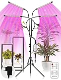 TASMOR LED Pflanzenlampe mit Ständer, 80W 4 Heads LED Pflanzenlicht 360°Einstellbar mit Adapter, RF-Fernbedienung, 80 LEDs Grow Light mit Timer 4/8/12H, LED Grow Lamp für Zimmerpflanzen Gartenarb