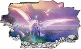 DesFoli Einhorn Einhörner 3D Look Wandtattoo 70 x 115 cm Wanddurchbruch Wandbild Sticker Aufkleber C479