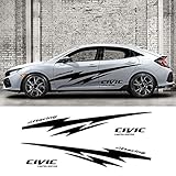 NUICHWA Racing Sport Streifen Auto Ganzkörper Dekor Aufkleber, Für Honda Civic Typ R Fließheck Limousine Auto Tür Seite Vinyl Aufkleb