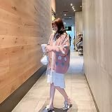 Sxgdp Damen-Langarm-Top, Harajuku-Stil, Strickjacke, lockere Herbst-Strickwaren, Jacke, Schmuck, UK (Farbe: Rosa, Größe: Einheitsgröße)