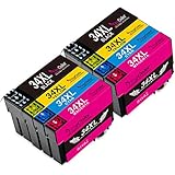 YINGCOLOR 34XL Patronen kompatibel für Epson 34 34XL Multipack Druckerpatronen für Epson Workforce Pro WF-3720DWF WF-3725DWF WF 3720 WF3725 WF 3725 WF 3720DWF, Schwarz Cyan Magenta Gelb, 8er Pack