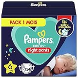 Pampers Baby-Dry Night Windeln Größe 6, 124 Windeln, Ab 15 kg, Pampers Night Pants Bieten Zusätzlichen Schutz Die Ganze N