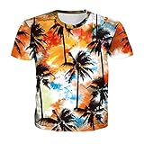 T-Shirt Herren Modern Urban Casual Urlaub Rundhals Regular Fit Herren Kurzarm Sommer Mode Kokosnussbaum Druck Herren Shirt Wicking Breathable S