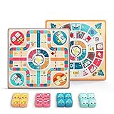 internationales schach 2 in 1 ludo + l'oie chess holz zweiseitige bretter spiel spiel kinder familie lernen würfeln spiele für erwachsene kinder für 2-4 spieler magnetisches (Color : DOUBLE SIDES)