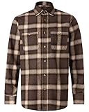 J.VER Herren Hemd Kariertes Freizeithemd Normale Passform Lange Ärmel Flanellhemden, 6oz-braun 3XL