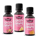 GymQueen Tasty Drops 3x30ml, Kalorienfreie, Zuckerfreie und Fettfreie Flavour Drops, Aroma Tropfen zum Süßen von Lebensmitteln, Geschmackstropfen ohne Künstliche Farbstoffe, Topseller 2