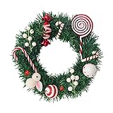 Dan&Dre Frohe Weihnachten Kranz,Weihnachtskranz mit Kugel und Candy,für Haustür Weihnachtskranz Tür hängen mit Candy Rabbit Indoor Outdoor Dek