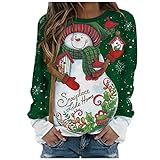 GFGHH Weihnachten Sweatshirt, Pullover Damen mit Schneeflocke Muster, Weihnachtspulli Rentier Drucken Christmas Vintage Langarmshirt Frauen Oberteile Rundhals Xmas Shirt Pulli Sport Top