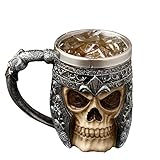 auvstar Gothic 3D Skull Kaffeebecher,Totenkopf Bier Tassen,Edelstahl Skeleton Trinkbecher Becher,Mittelalterliche Schädel Drinkware Becher zum Kaffee/Getränke/S