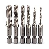 WLDSW Spiralbohrer-Set 6pcs.HSS.High Speed ​Steel Bohrer Set 1/4' Sex Shank Metrische Schraube Gewinde Tap Taper Twist Bohrer M3 M4 M5 M6 M8 M10 heiß