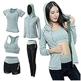BGTKHKS Traingsanzug Damen Yoga Kleidung Anzug 5er-Set Sportanzüge Jogginganzug Gym Fitness Kleidung Laufbekleidung Sportswear Sport Yoga Outfit Damen BH Leggings S